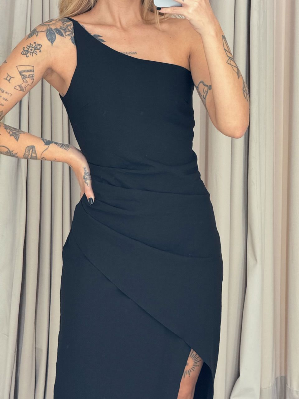 VESTIDO ELOÍSA DRAPEADO PRETO