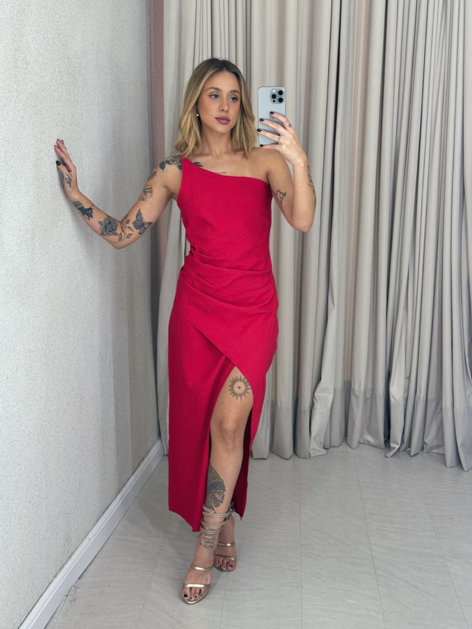 VESTIDO ELOÍSA DRAPEADO VERMELHO