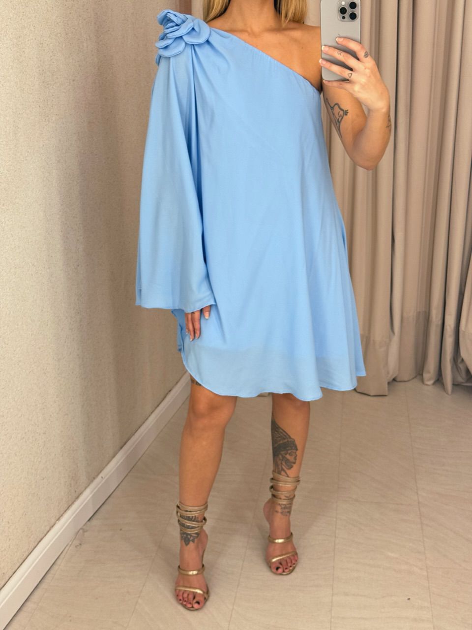 VESTIDO IOLANDA FLOR azul