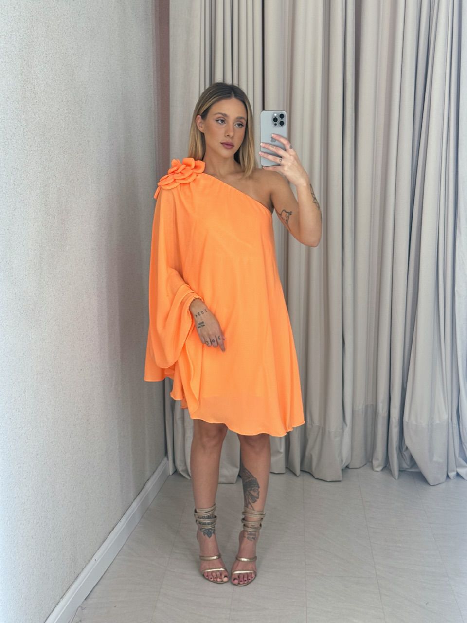 VESTIDO IOLANDA FLOR Laranja