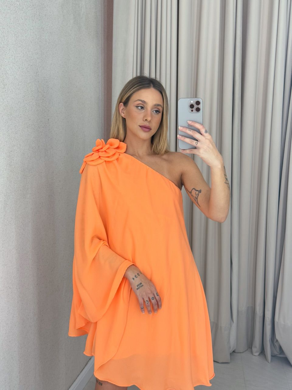 VESTIDO IOLANDA FLOR Laranja