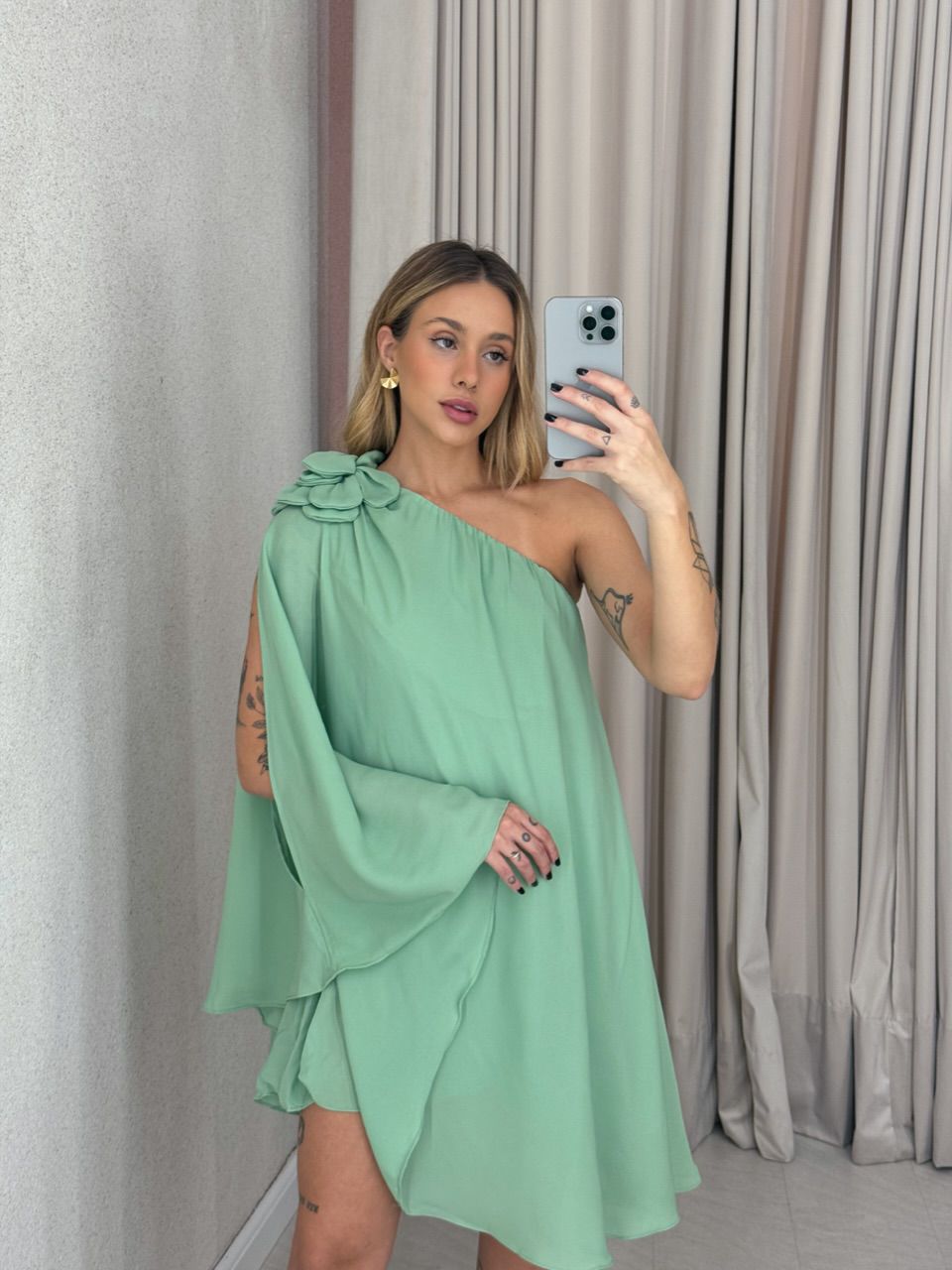 VESTIDO IOLANDA FLOR verde