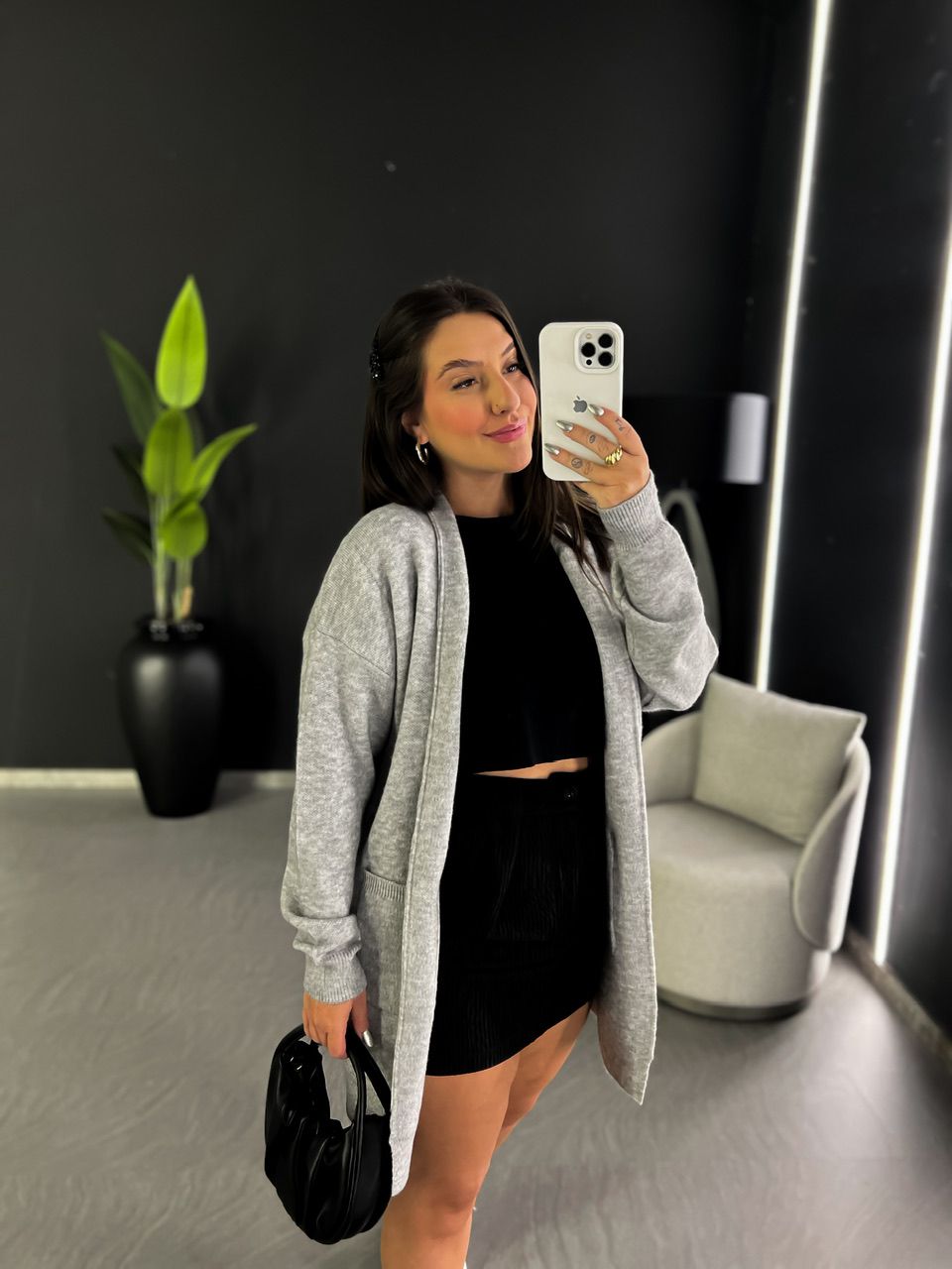 CARDIGAN OVER TRICOT CINZA