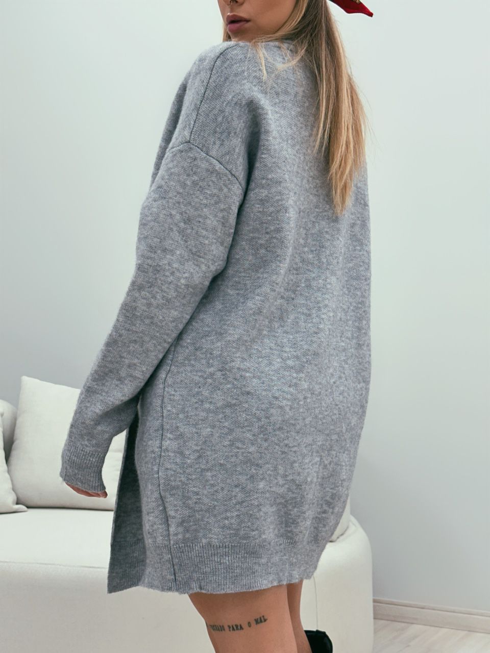 CARDIGAN OVER TRICOT CINZA