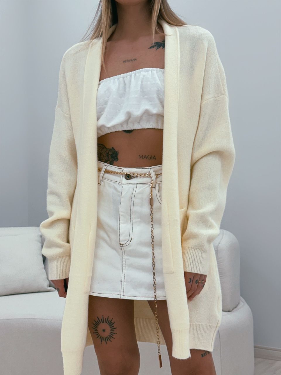 CARDIGAN OVER TRICOT MARFIM