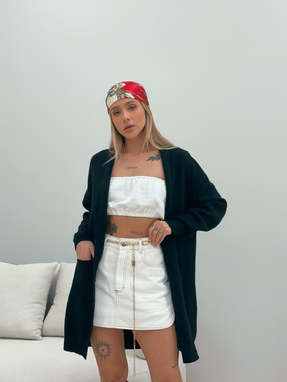 CARDIGAN OVER TRICOT PRETO