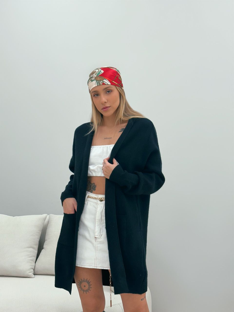 CARDIGAN OVER TRICOT PRETO