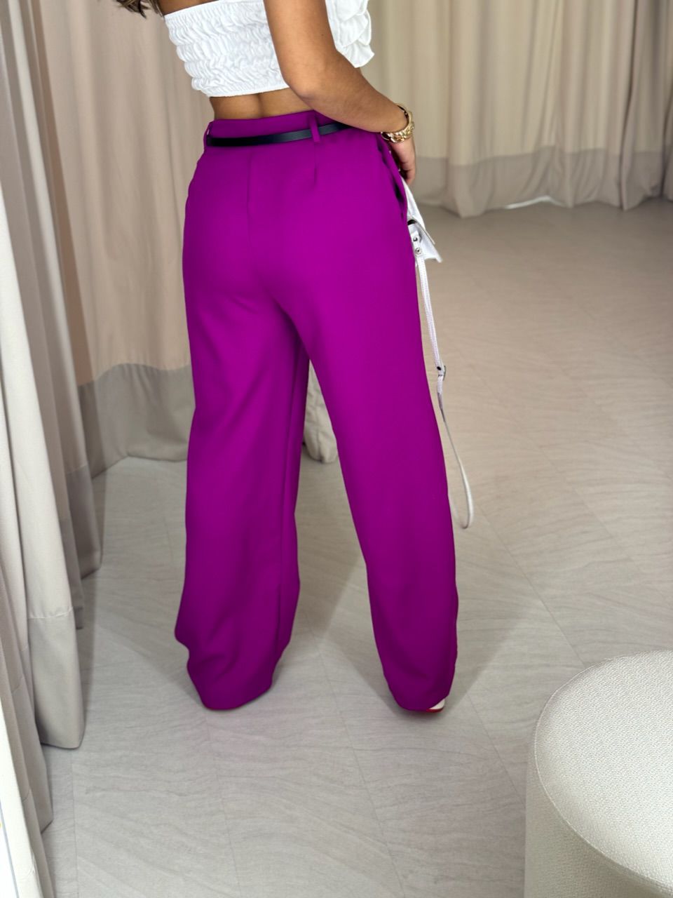 CALÇA BIANCA PANTALONA FUCSIA
