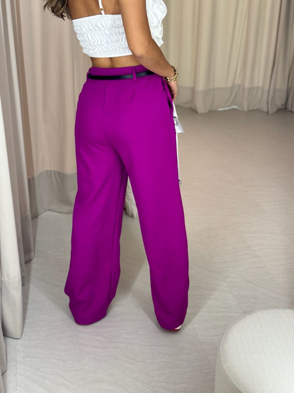 CALÇA BIANCA PANTALONA FUCSIA