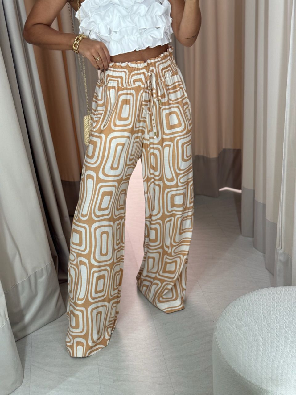 CALÇA MARY 06 ESTAMPADA NUDE