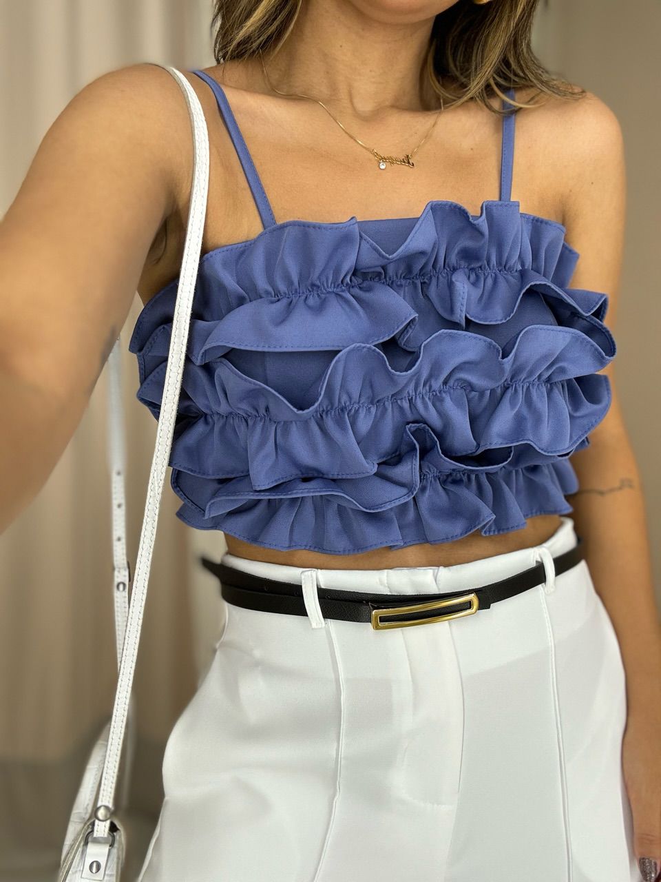 CROPPED IVY BABADOS AZUL - 0051400109 - CAROLLA FERRARO
