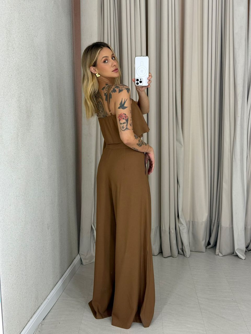 CONJUNTO RAQUEL CROPPED CALÇA CAPUCCINO 