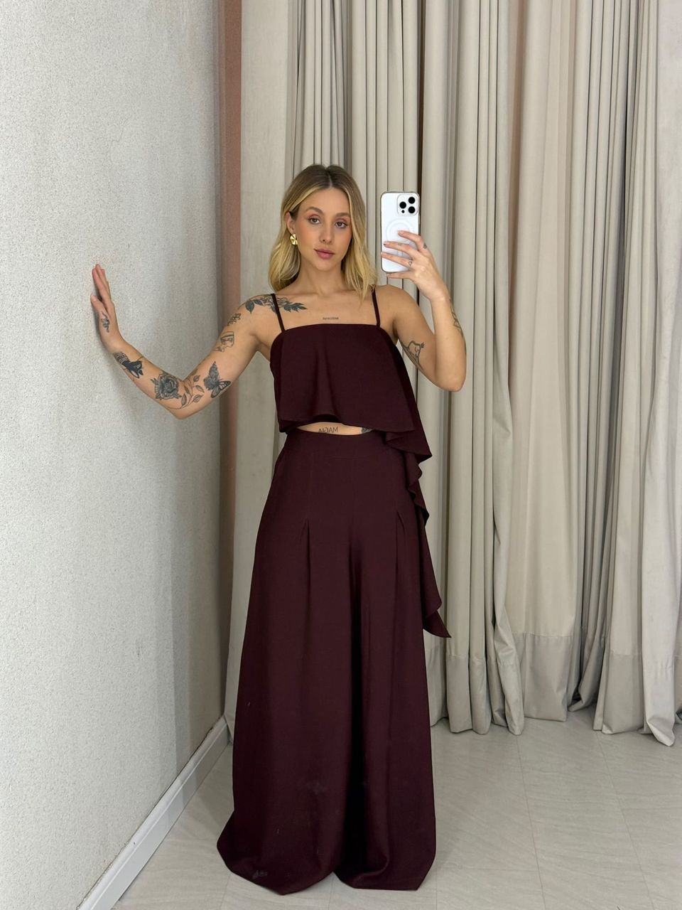 CONJUNTO RAQUEL CROPPED CALÇA UVA