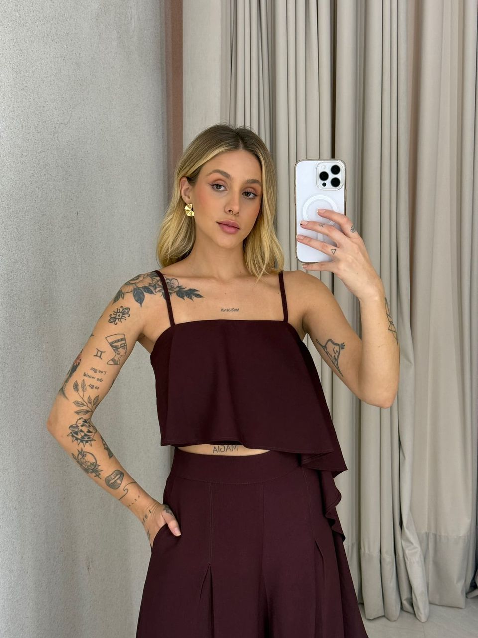 CONJUNTO RAQUEL CROPPED CALÇA UVA