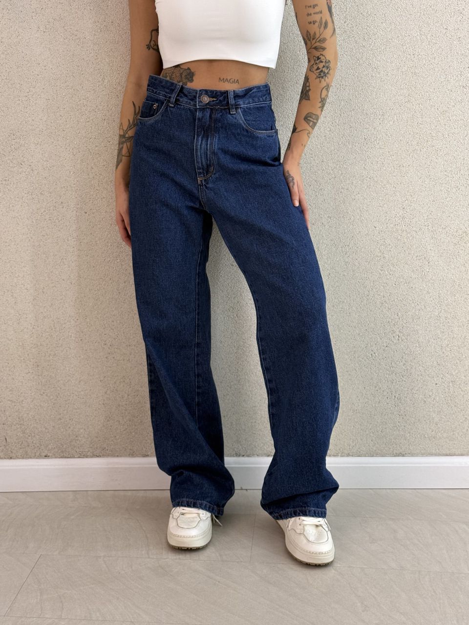 CALÇA MICAELA WIDE LEG JEANS ESCURO