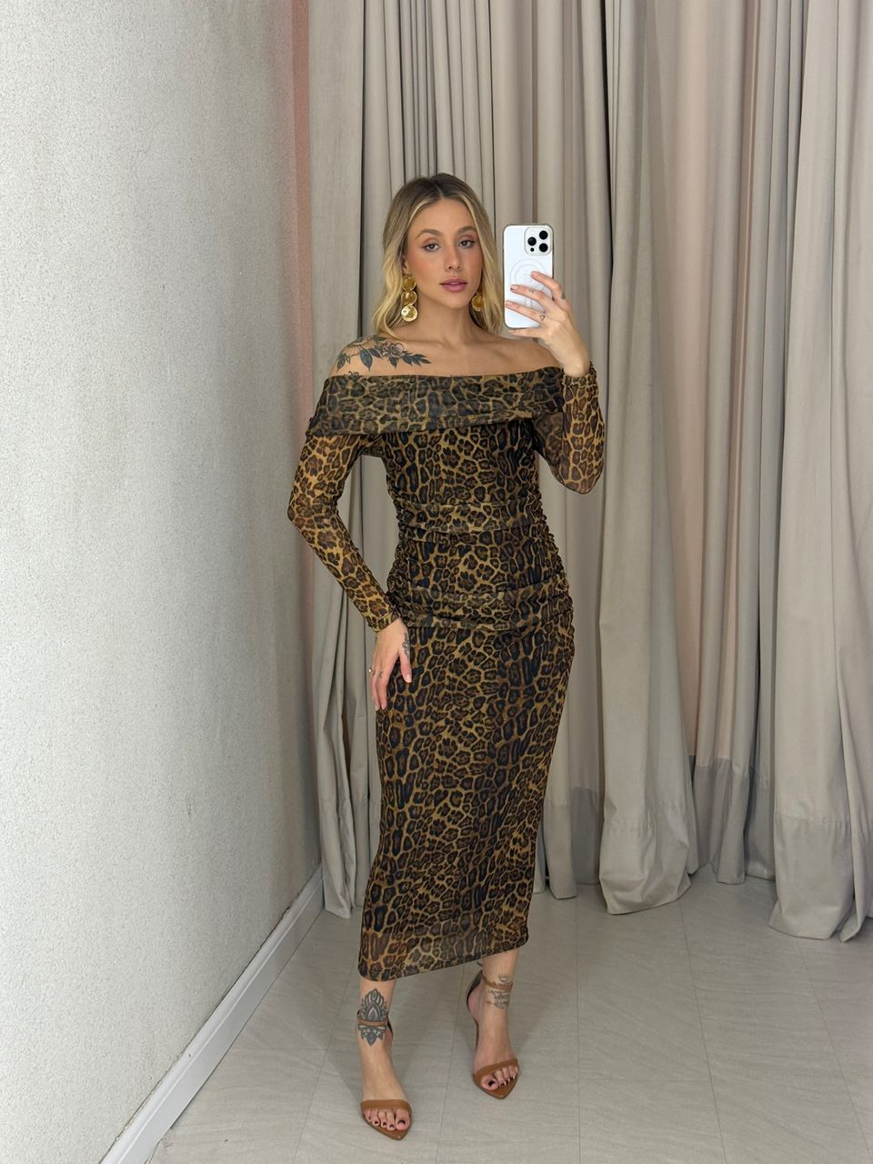 VESTIDO LUA TULE ONÇA - 0063430047 - CAROLLA FERRARO