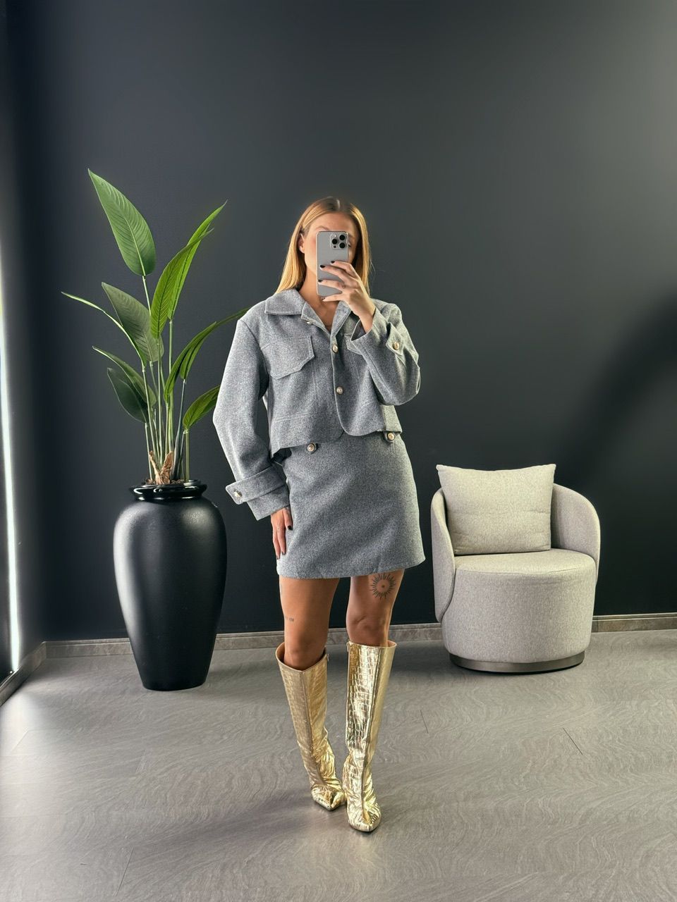 CONJUNTO LÃ BATIDA CINZA