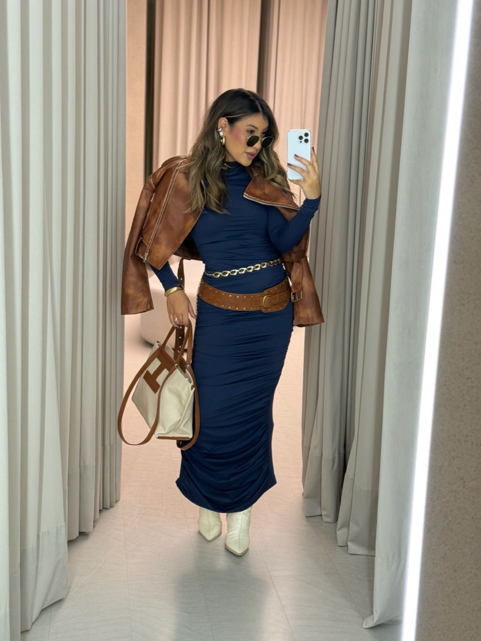 VESTIDO CRIS CF MIDI FRANZIDO marinho