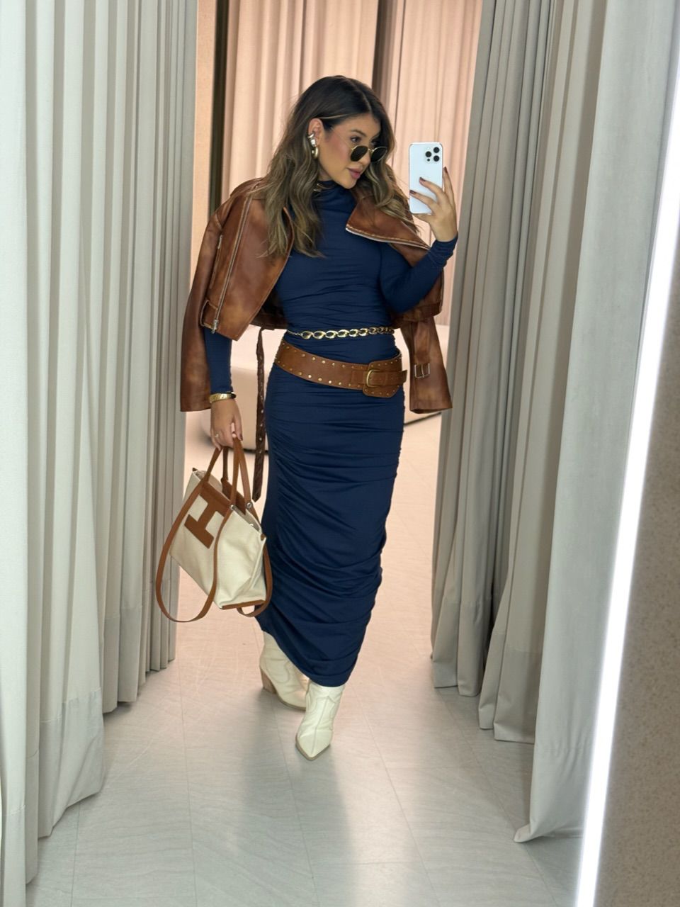 VESTIDO CRIS CF MIDI FRANZIDO marinho