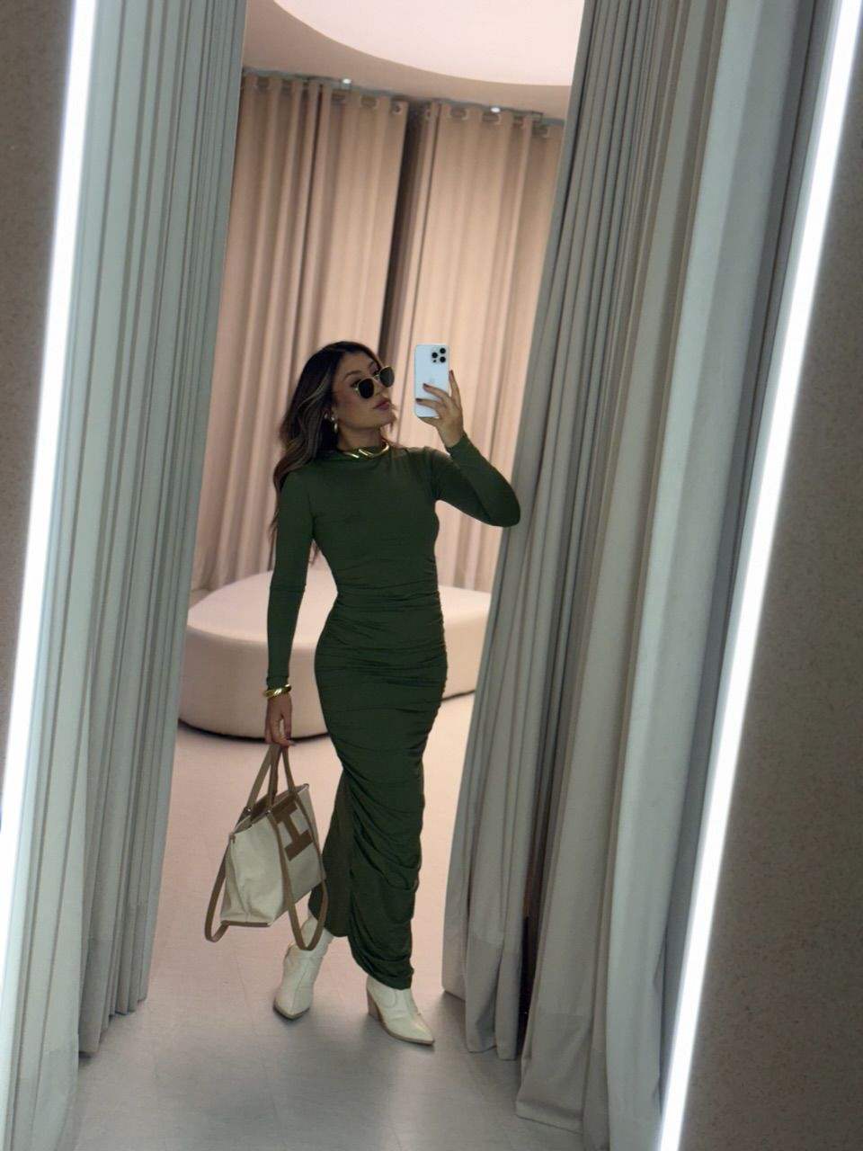 VESTIDO CRIS CF MIDI FRANZIDO verde