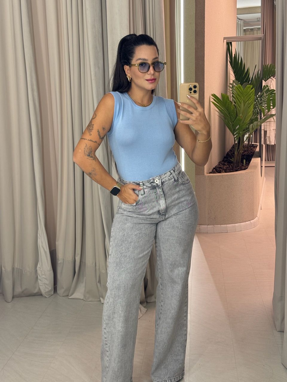 BLUSA MARIA PAULA TRICOT BABY BLUE