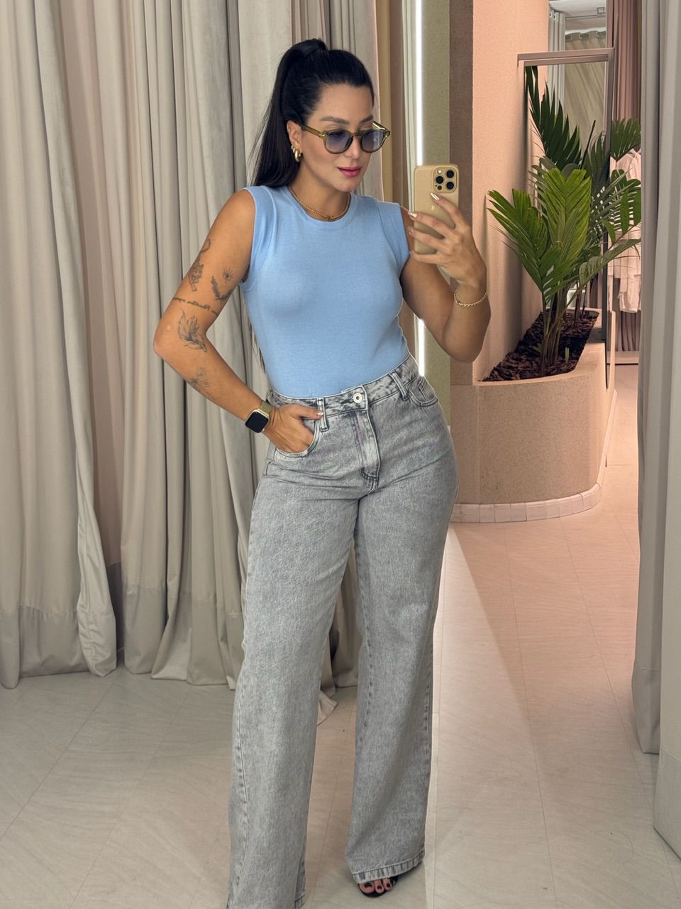BLUSA MARIA PAULA TRICOT BABY BLUE
