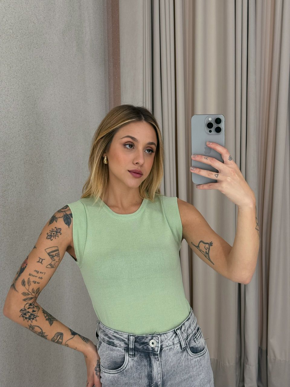 BLUSA MARIA PAULA TRICOT VERDE CLARO - 0054470012 - CAROLLA FERRARO