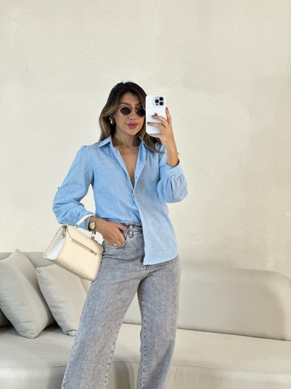 CAMISA FLÁVIA LISA BABY BLUE