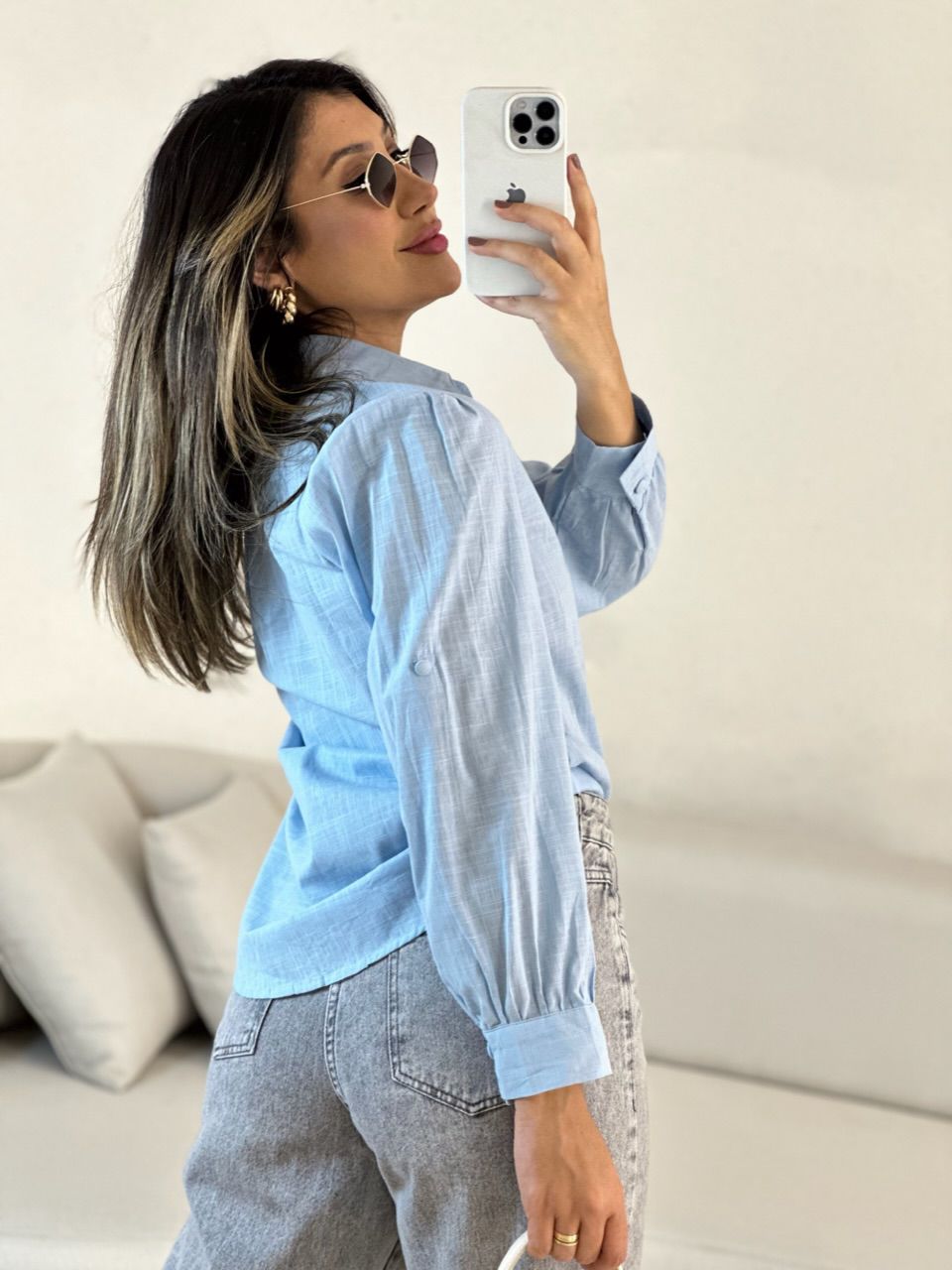 CAMISA FLÁVIA LISA BABY BLUE