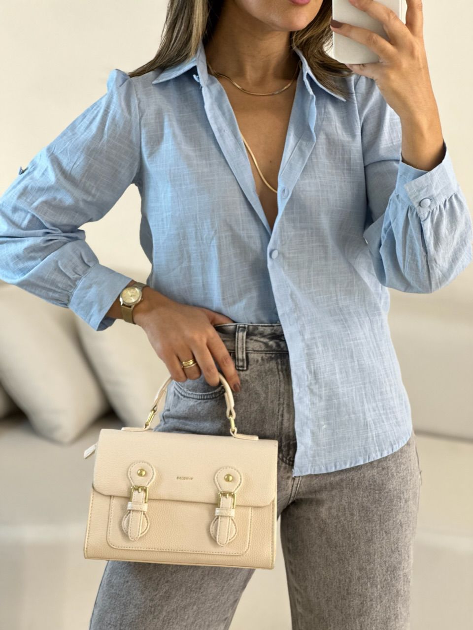 CAMISA FLÁVIA LISA BABY BLUE