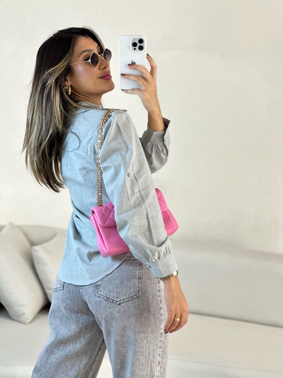 CAMISA FLÁVIA LISA CINZA