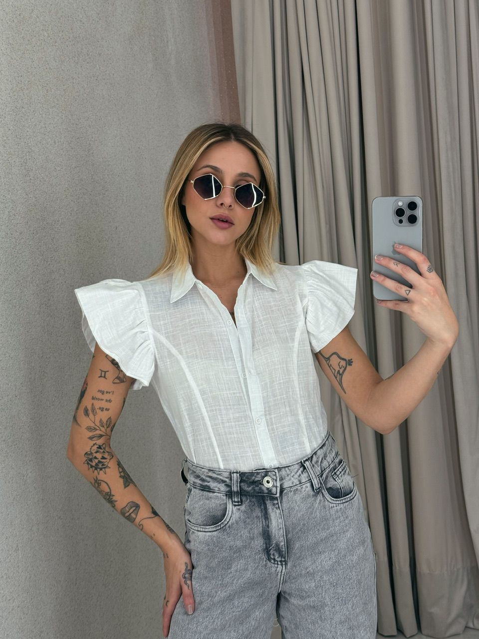 CAMISA NATÁLIA MANGA CURTA OFF. - 0054500326 - CAROLLA FERRARO