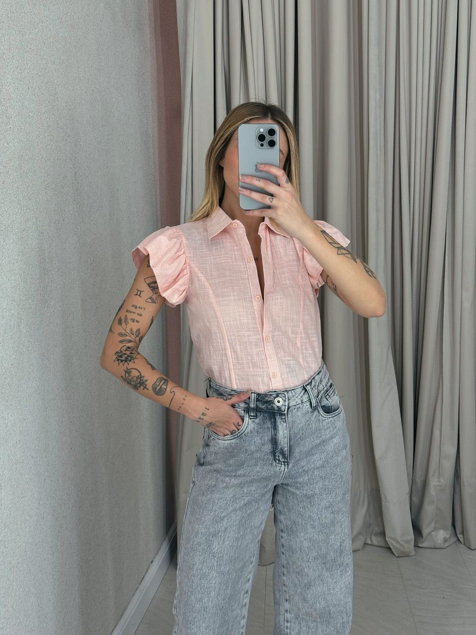 CAMISA NATÁLIA MANGA CURTA Pêssego