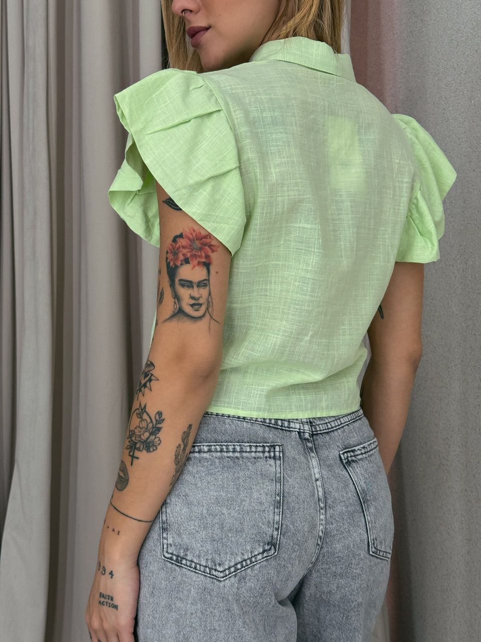 CAMISA NATÁLIA MANGA CURTA Verde Claro