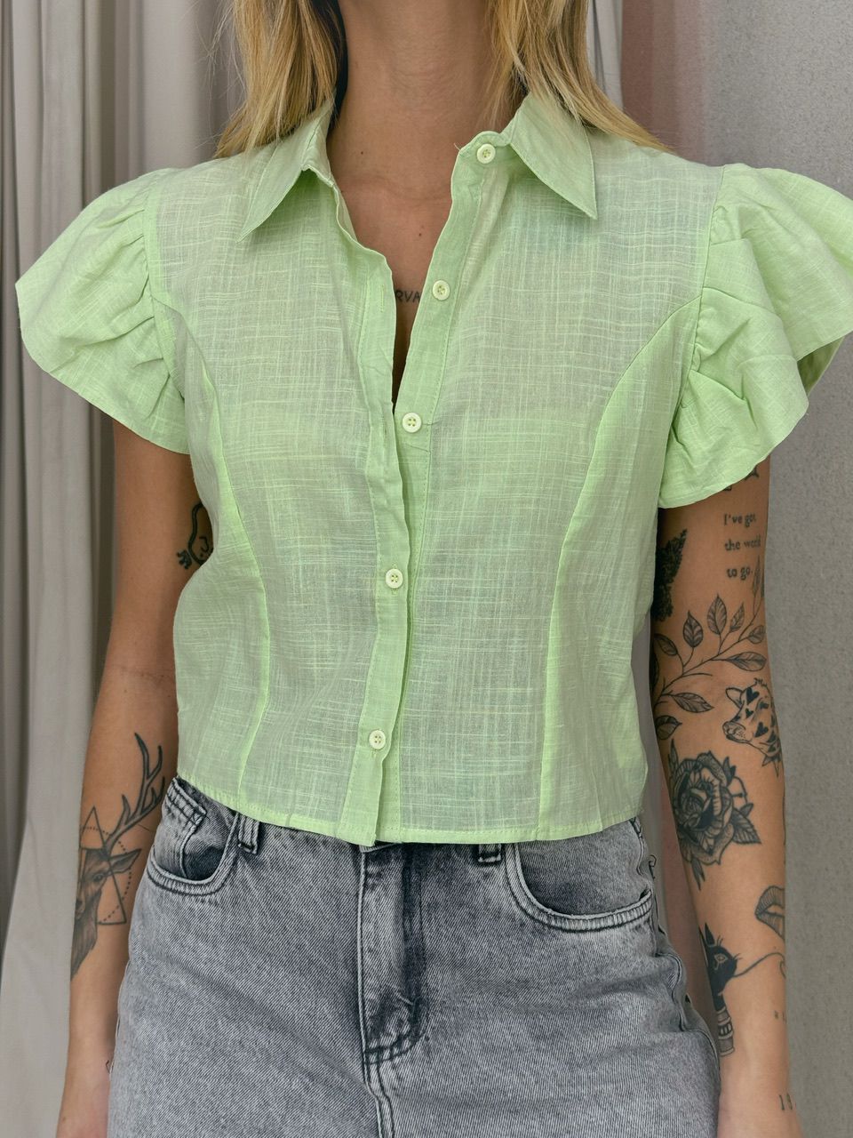 CAMISA NATÁLIA MANGA CURTA Verde Claro