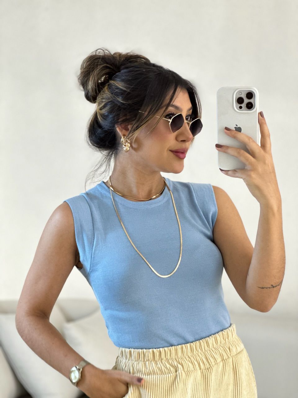 COLAR EM MALHA LONGO DOURADO - 0054530084 - CAROLLA FERRARO