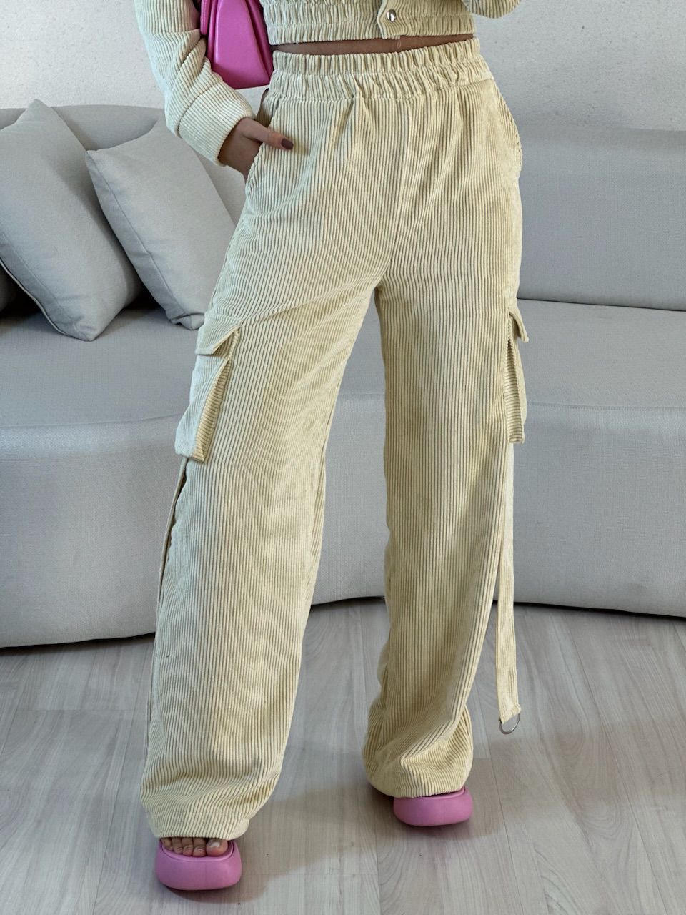 CONJUNTO CARGO COTELÊ AMARELO AMANTEIGADO 