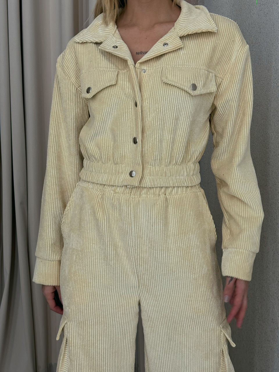 CONJUNTO CARGO COTELÊ AMARELO AMANTEIGADO 