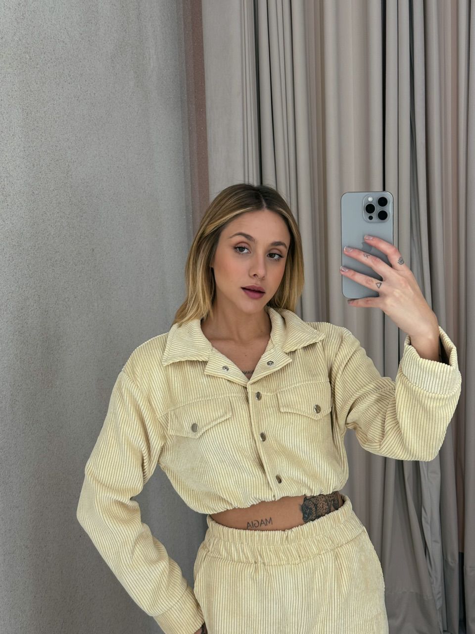 CONJUNTO CARGO COTELÊ AMARELO AMANTEIGADO 