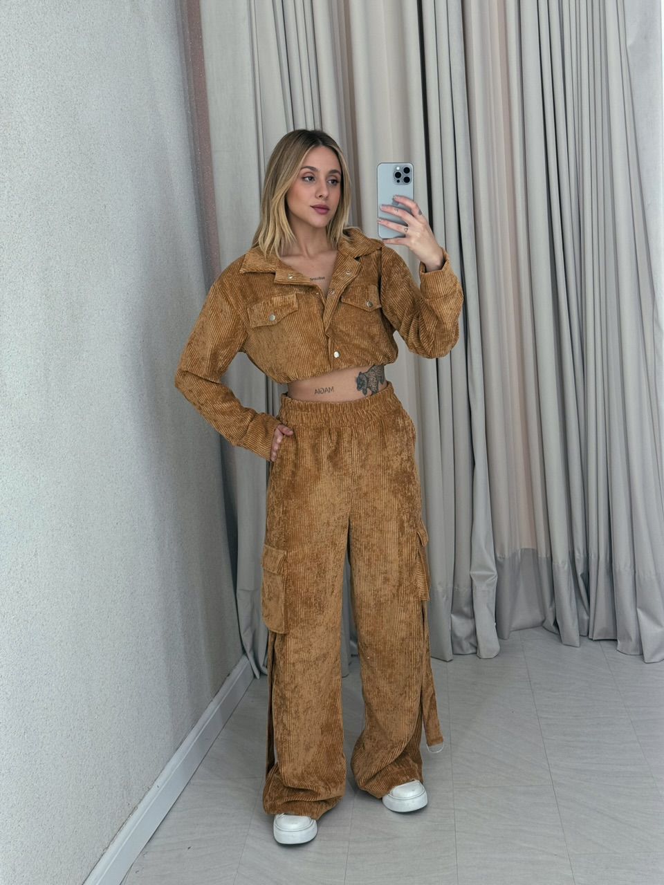 CONJUNTO CARGO COTELÊ CARAMELO - 0053400095 - CAROLLA FERRARO