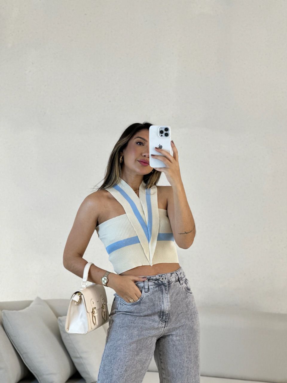 CROPPED BIANCA TRICOT BABY BLUE - 0054480365 - CAROLLA FERRARO