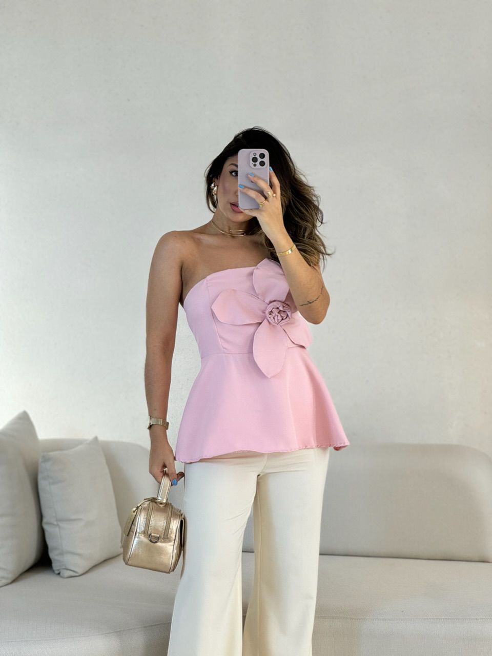 BLUSA FERNANDA FLOR TOMARA QUE CAIA ROSÊ