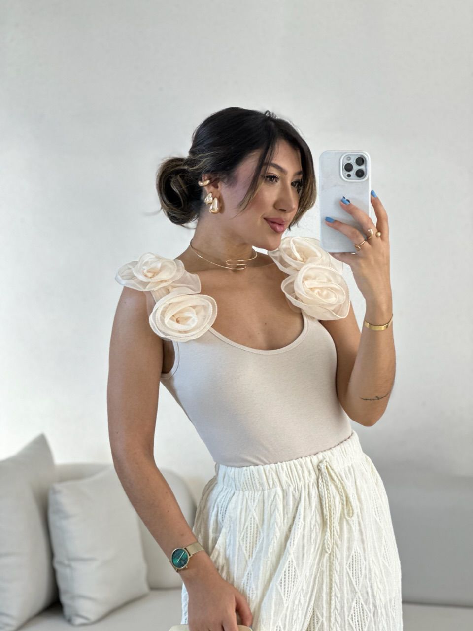 BODY DÁLIA FLOR MARFIM