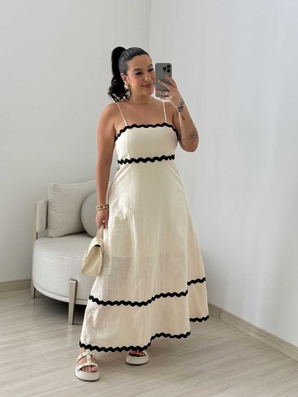 VESTIDO GABRIELA MIDI MARFIM