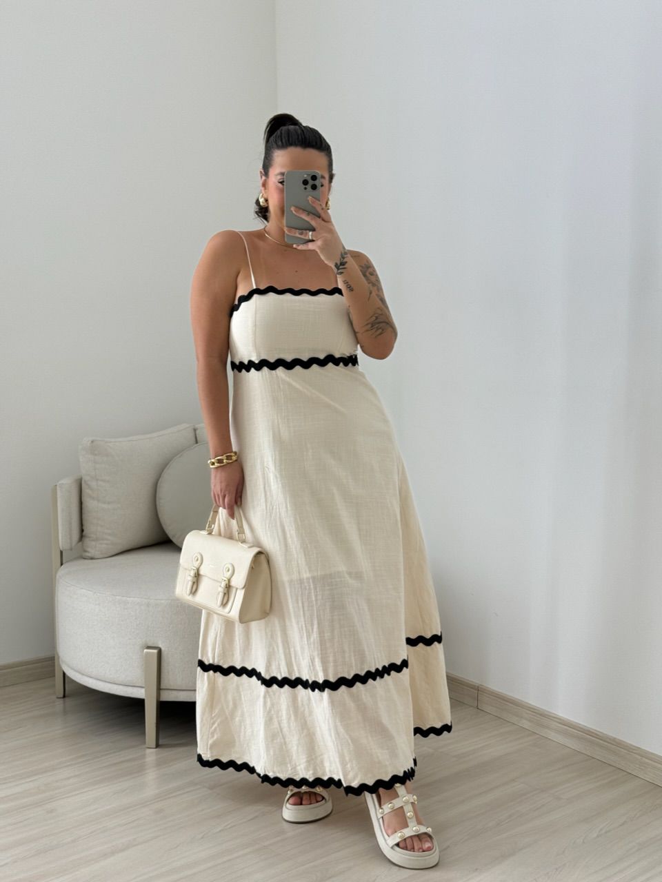 VESTIDO GABRIELA MIDI MARFIM