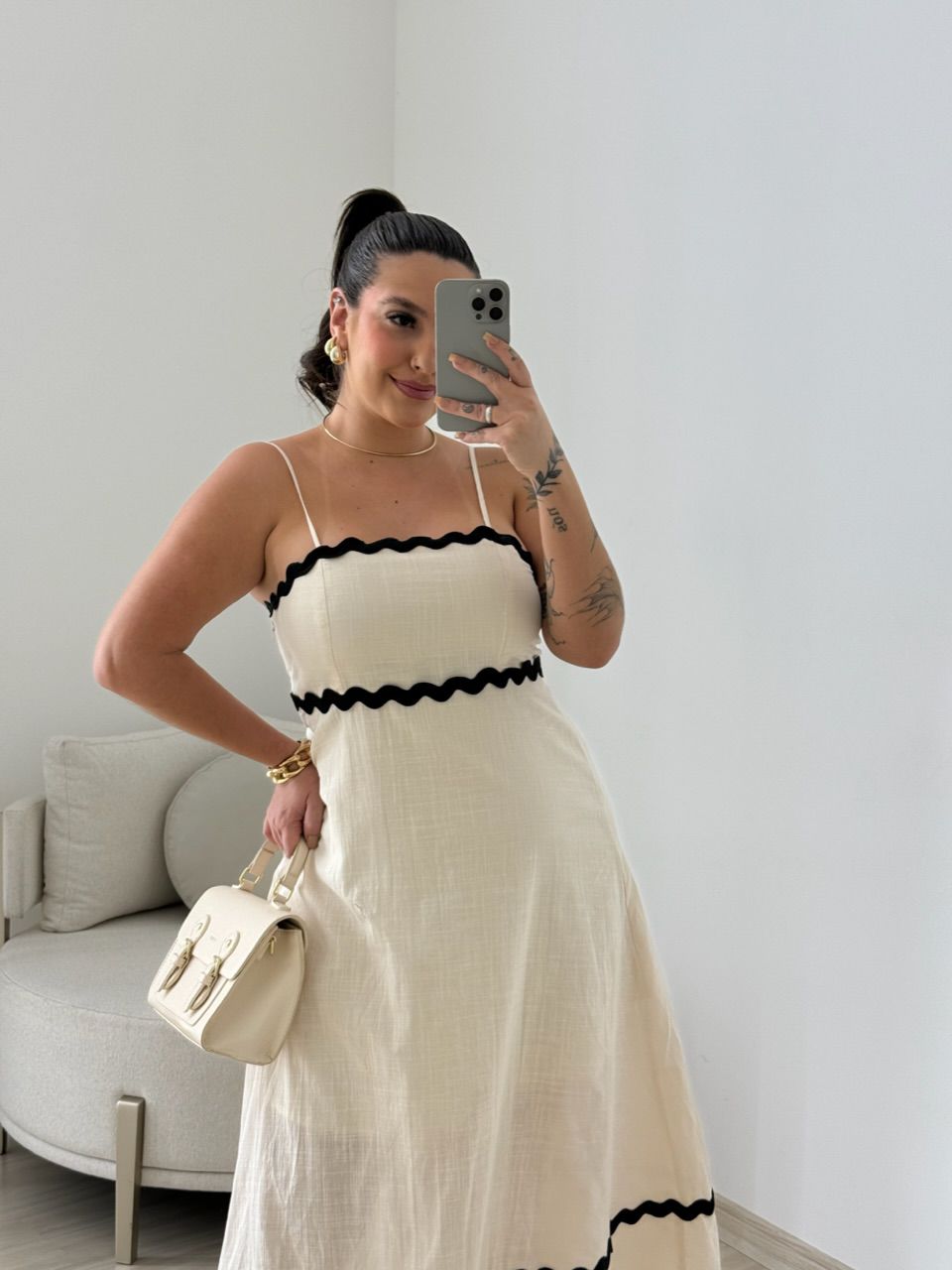 VESTIDO GABRIELA MIDI MARFIM