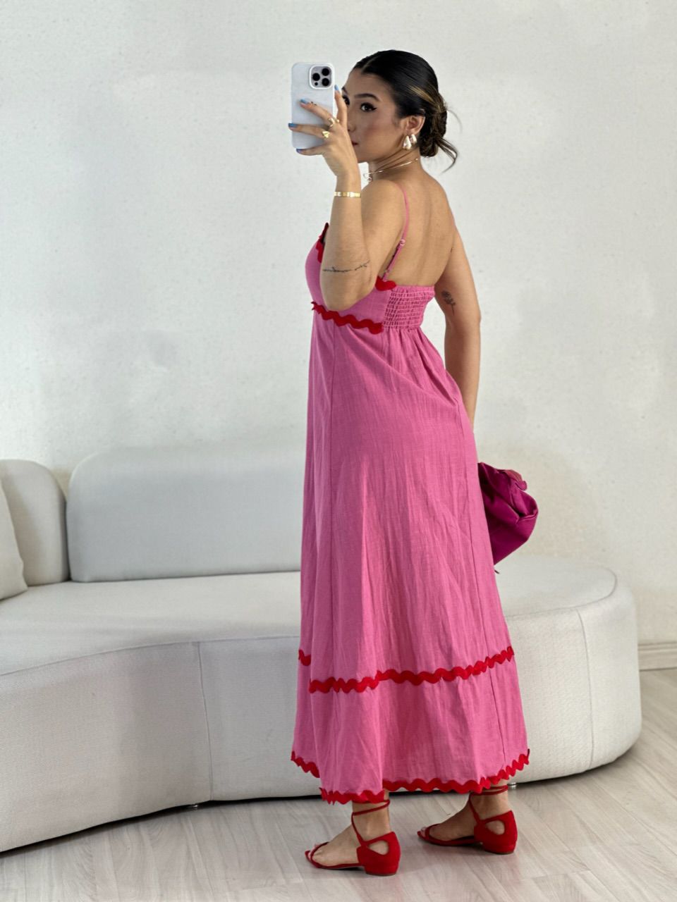 VESTIDO GABRIELA MIDI PINK
