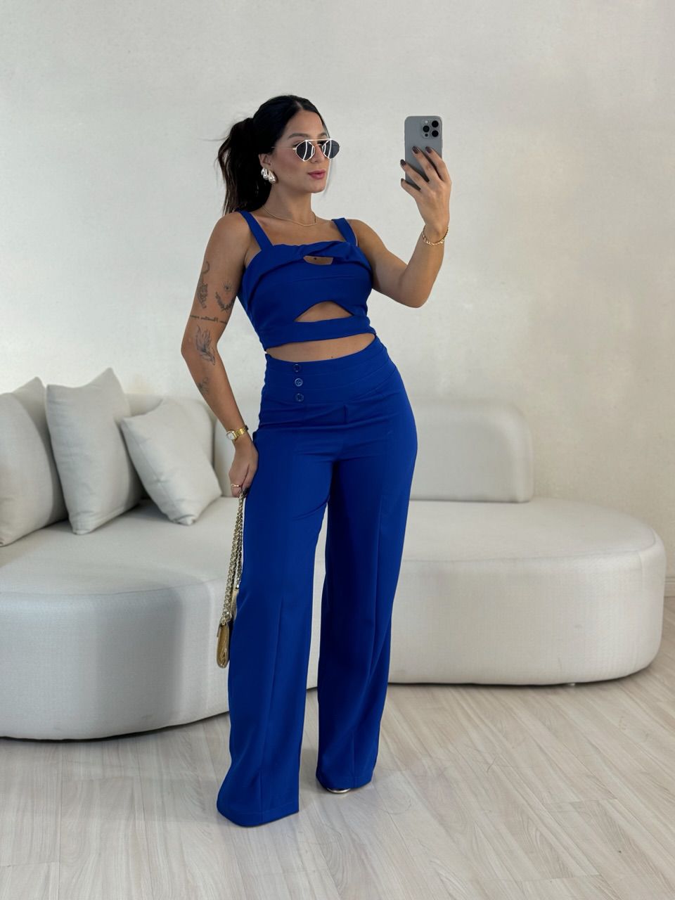 CONJUNTO ELIS CALÇA CROPPED AZUL