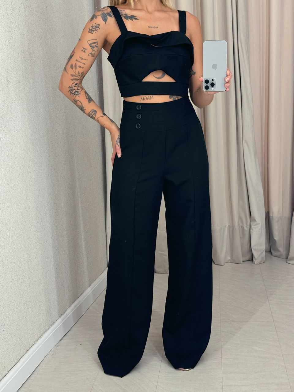 CONJUNTO ELIS CALÇA CROPPED PRETO