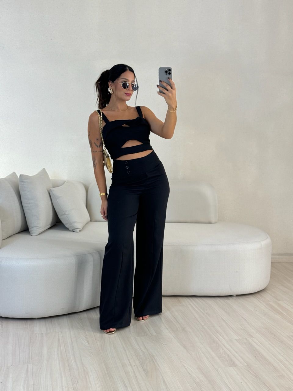 CONJUNTO ELIS CALÇA CROPPED PRETO